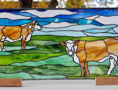 stained glass cows