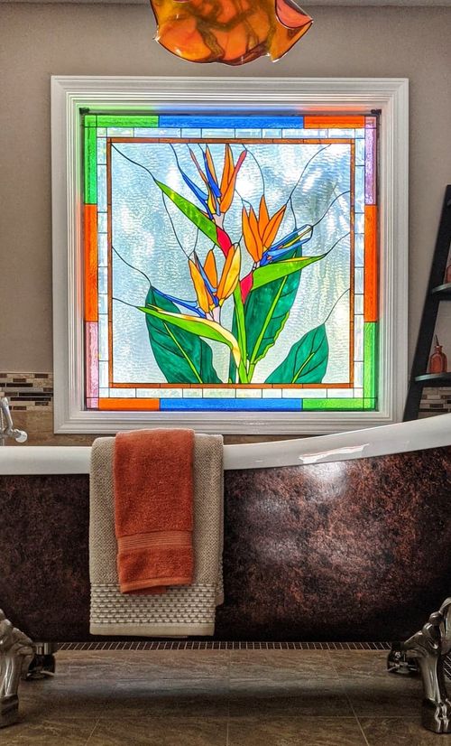 stained glass bathroom