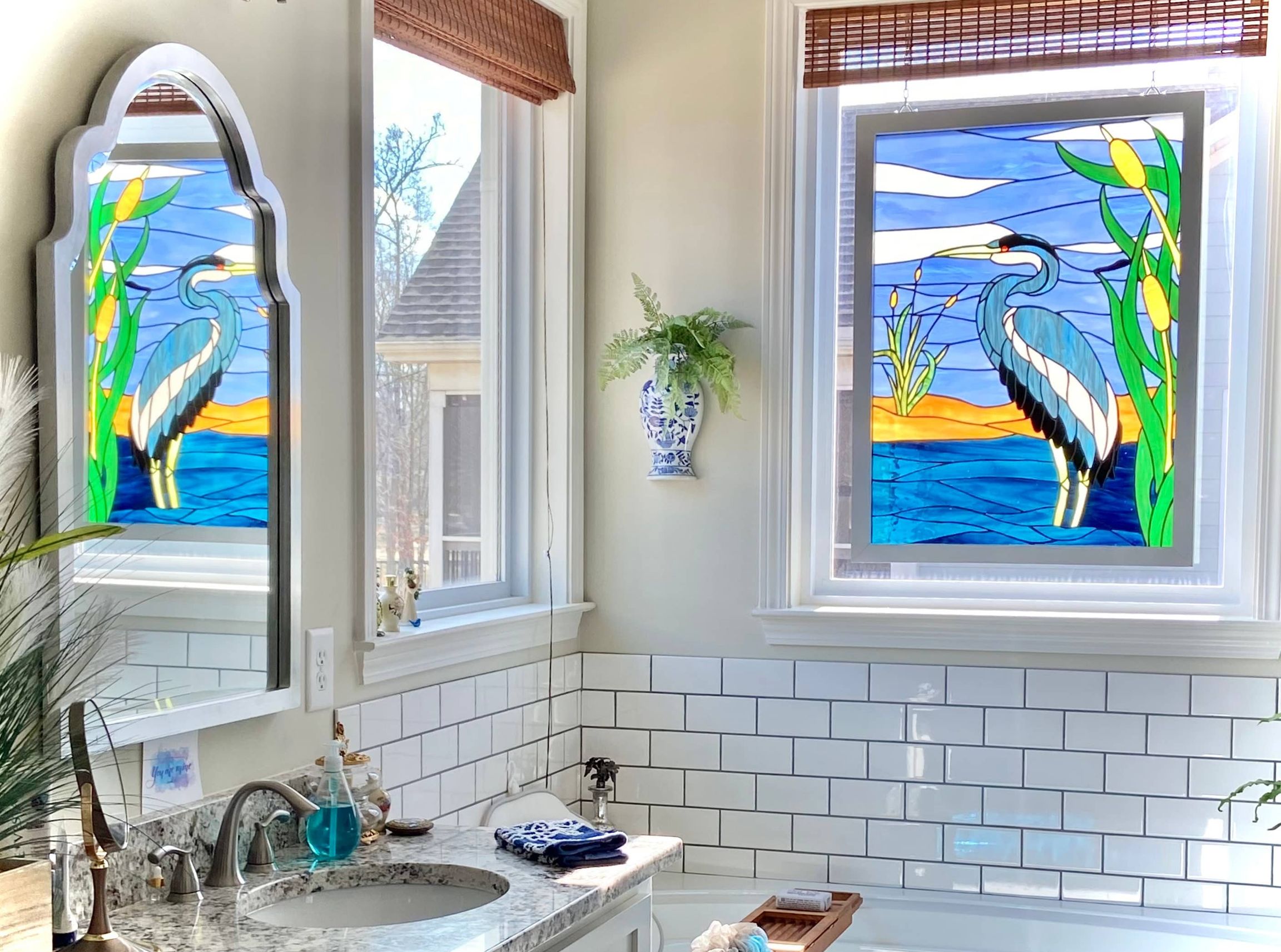 terraza stained glass bathroom