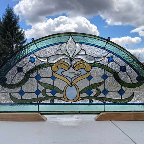 stained glass in bathroom