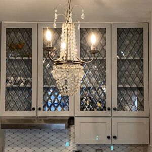Timeless Clarity: Exquisite Beveled Diamond Leaded Stained Glass Kitchen Cabinet Inserts CI-62