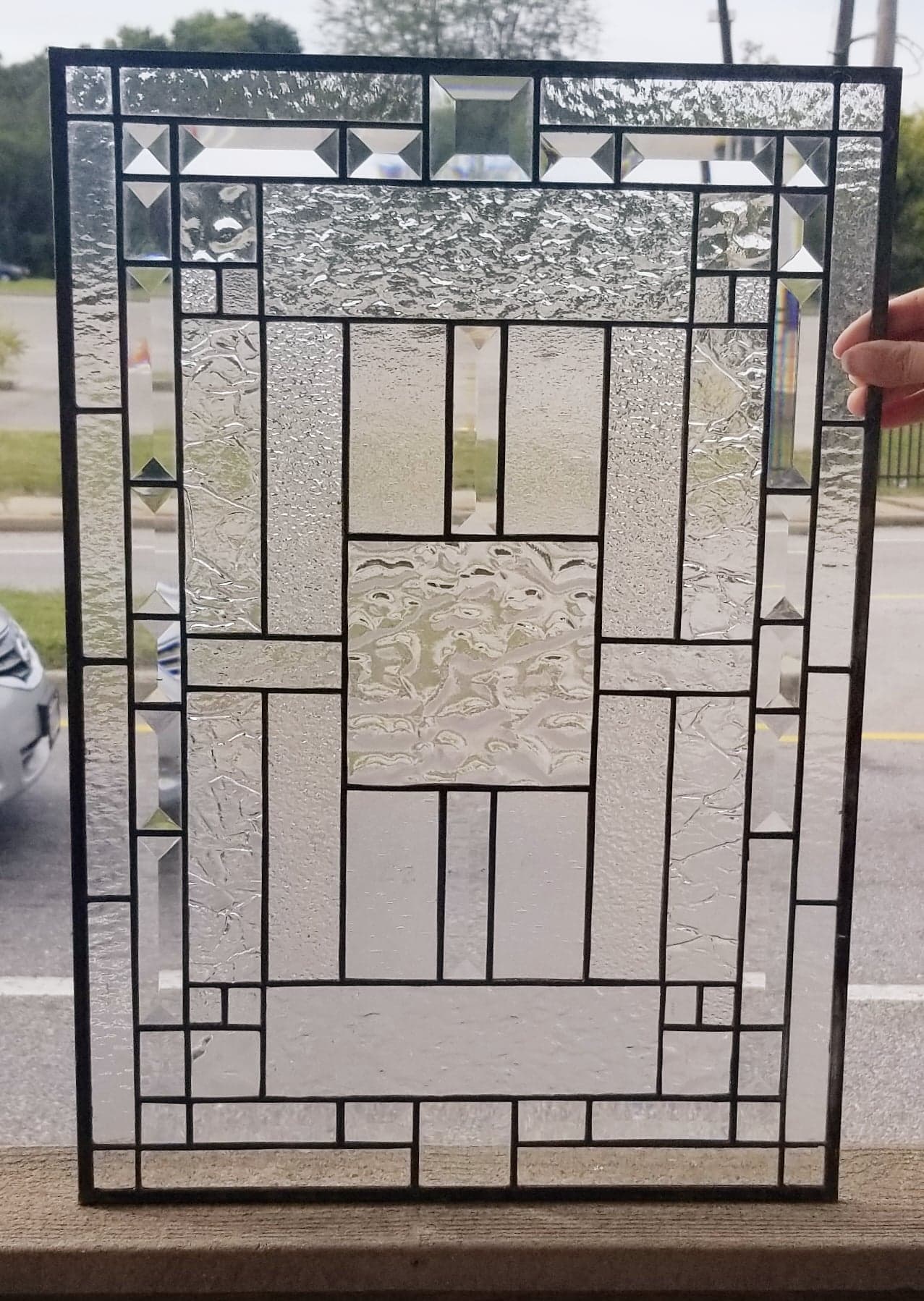 Timeless Clear Beveled Diamond Stained Glass Kitchen Cabinet Inserts CI-89 - Image 9
