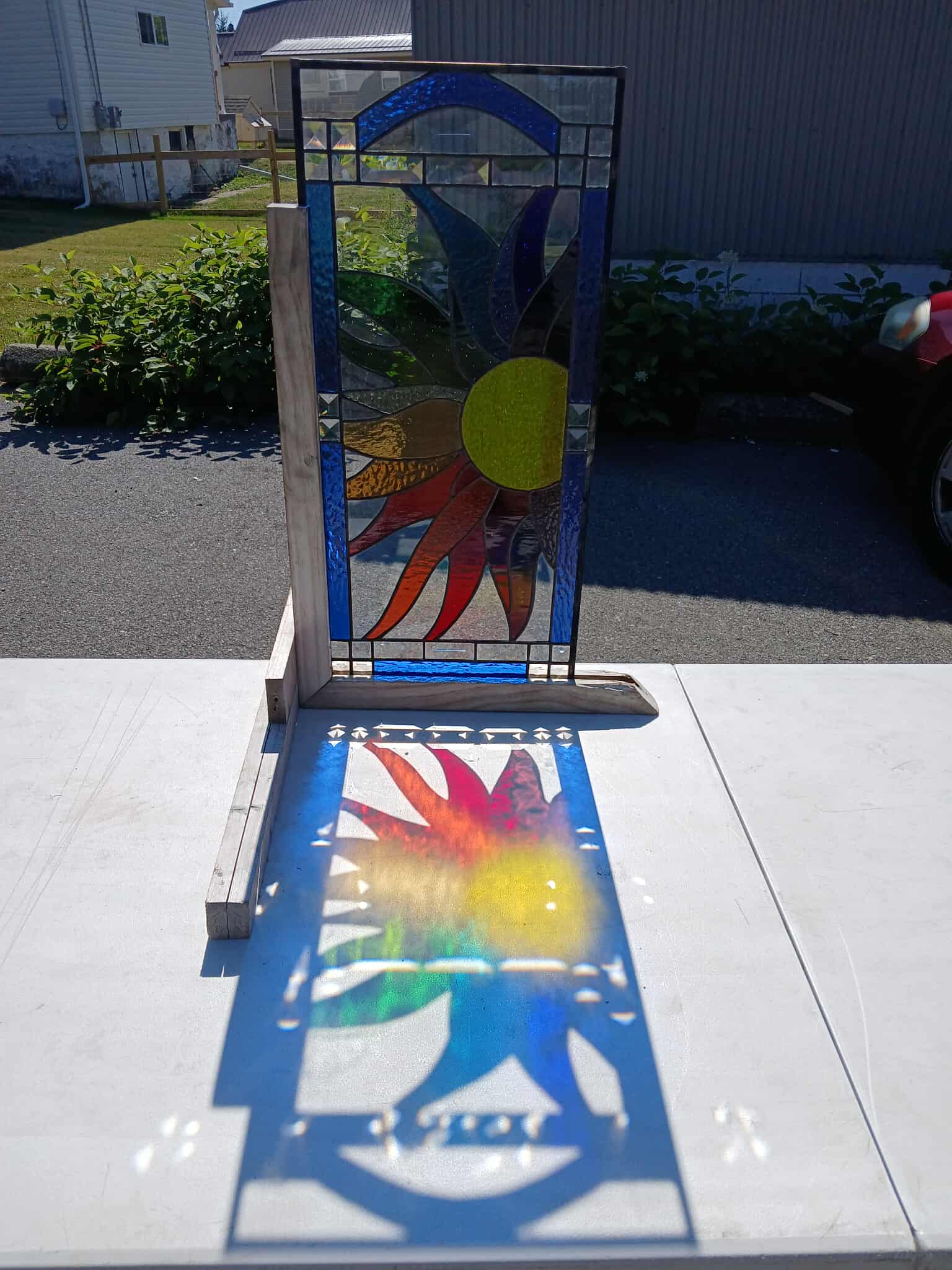 Sunrise in Colors Radiant Spectrum Sunburst Stained Glass Kitchen Cabinet Inserts CI-95 - Image 3