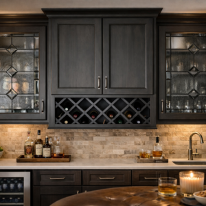 Timeless Clarity: Beveled Diamond Leaded Stained Glass Kitchen Cabinet Inserts CI-14