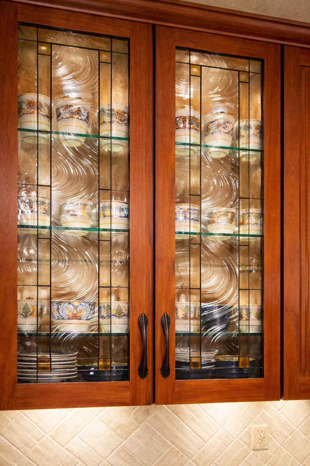 Oceanic Swirl: Textured Water Glass Touch of Refinement Stained Glass Kitchen Cabinet Inserts CI-51 - Image 9