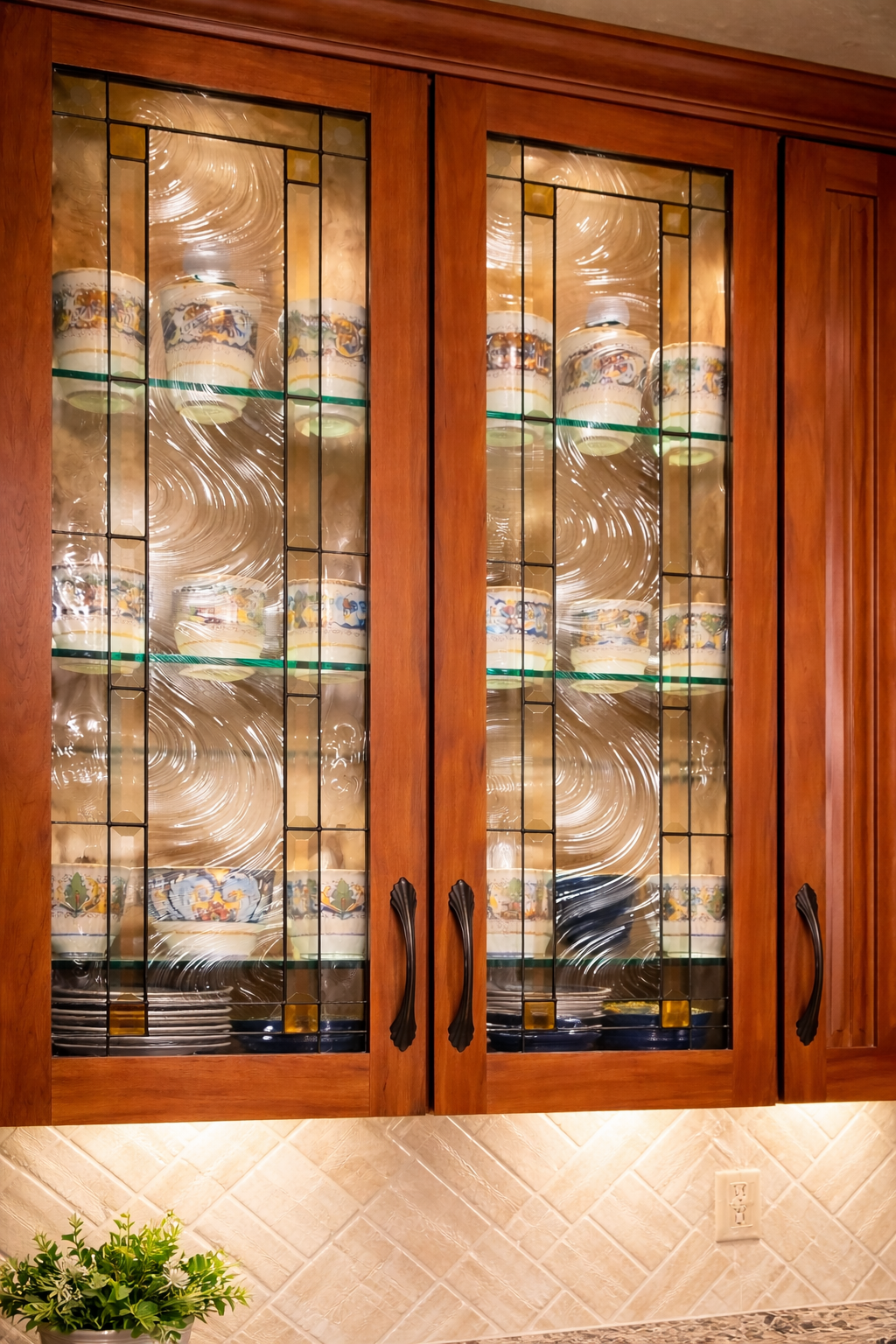 Oceanic Swirl: Textured Water Glass Touch of Refinement Stained Glass Kitchen Cabinet Inserts CI-51 - Image 8