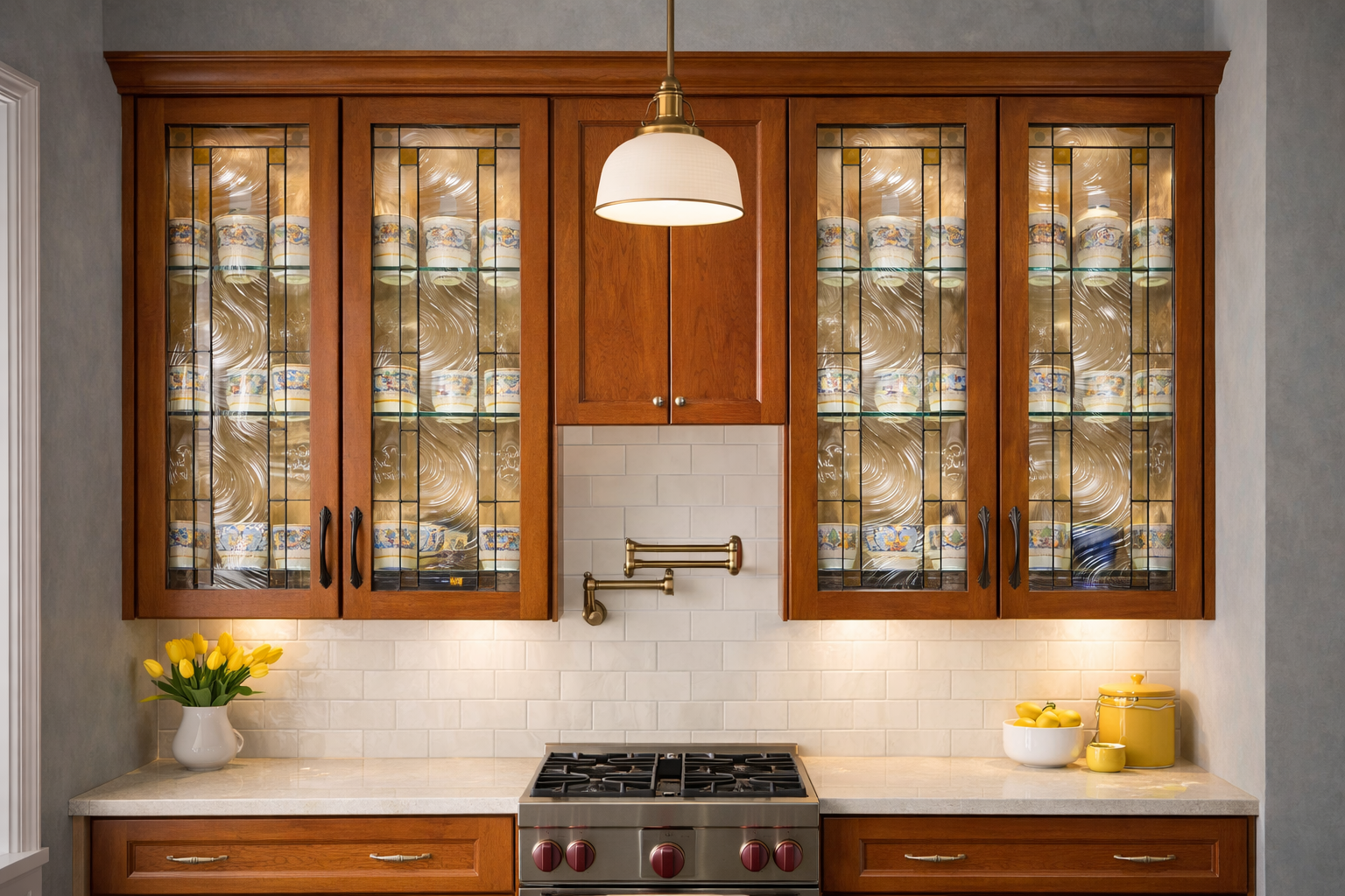 Oceanic Swirl: Textured Water Glass Touch of Refinement Stained Glass Kitchen Cabinet Inserts CI-51