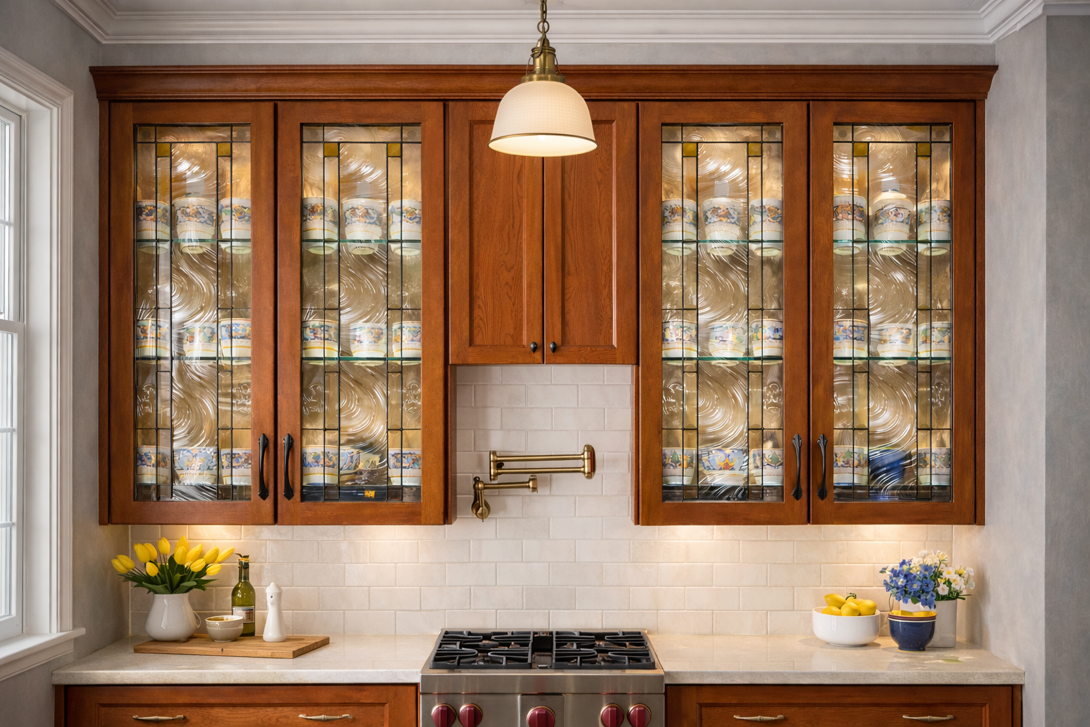 Oceanic Swirl: Textured Water Glass Touch of Refinement Stained Glass Kitchen Cabinet Inserts CI-51 - Image 5