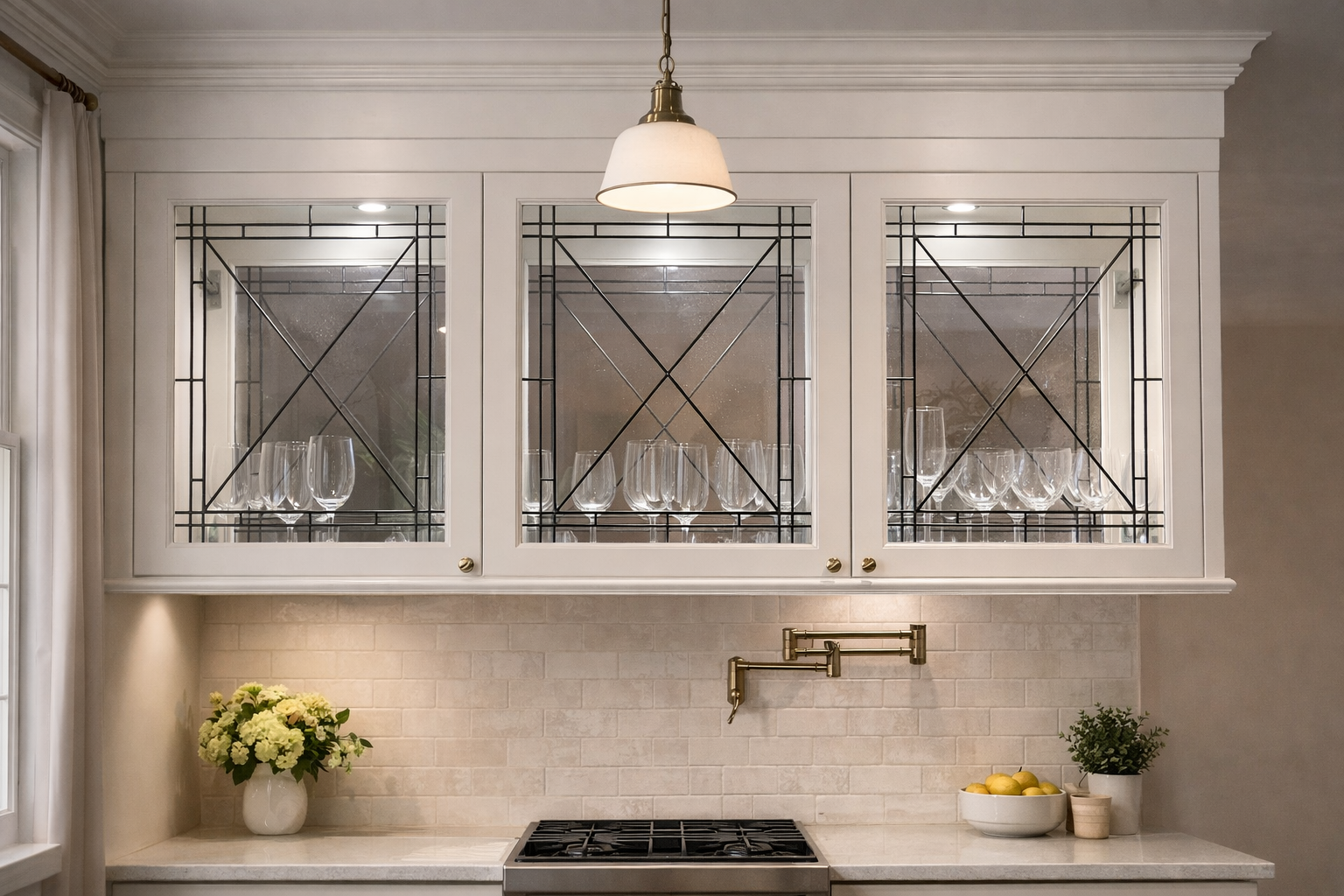 The 'X' Factor: Black Leaded Stained Glass Kitchen Cabinet Inserts CI-52 - Image 10