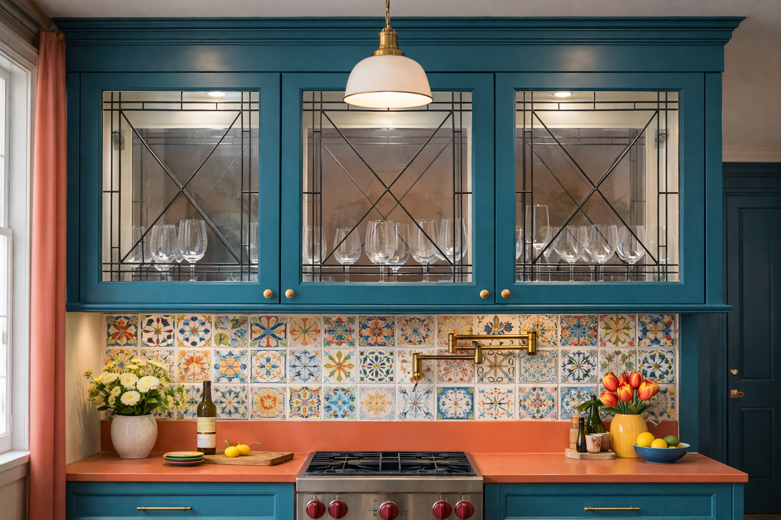 The 'X' Factor: Black Leaded Stained Glass Kitchen Cabinet Inserts CI-52
