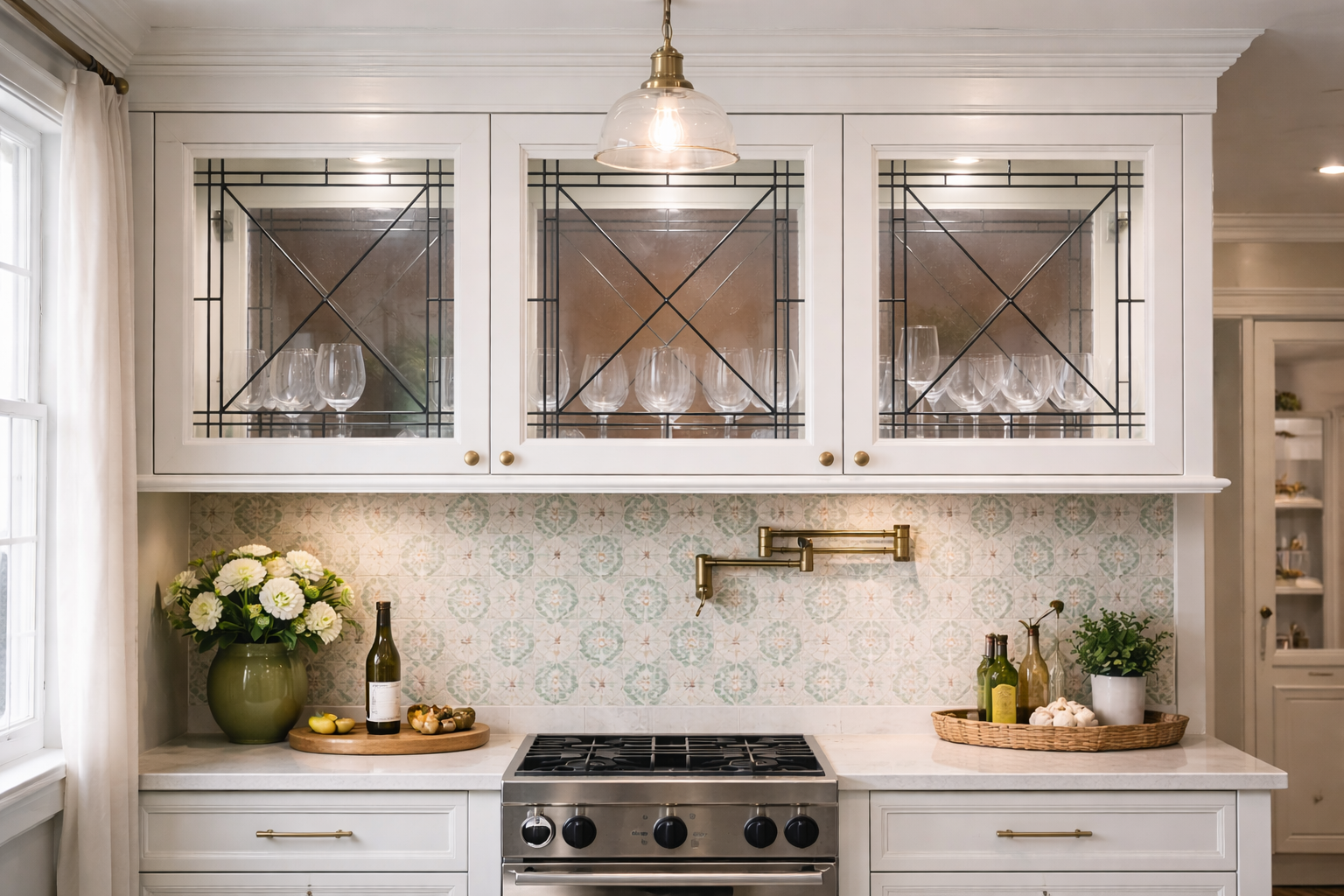 The 'X' Factor: Black Leaded Stained Glass Kitchen Cabinet Inserts CI-52 - Image 8
