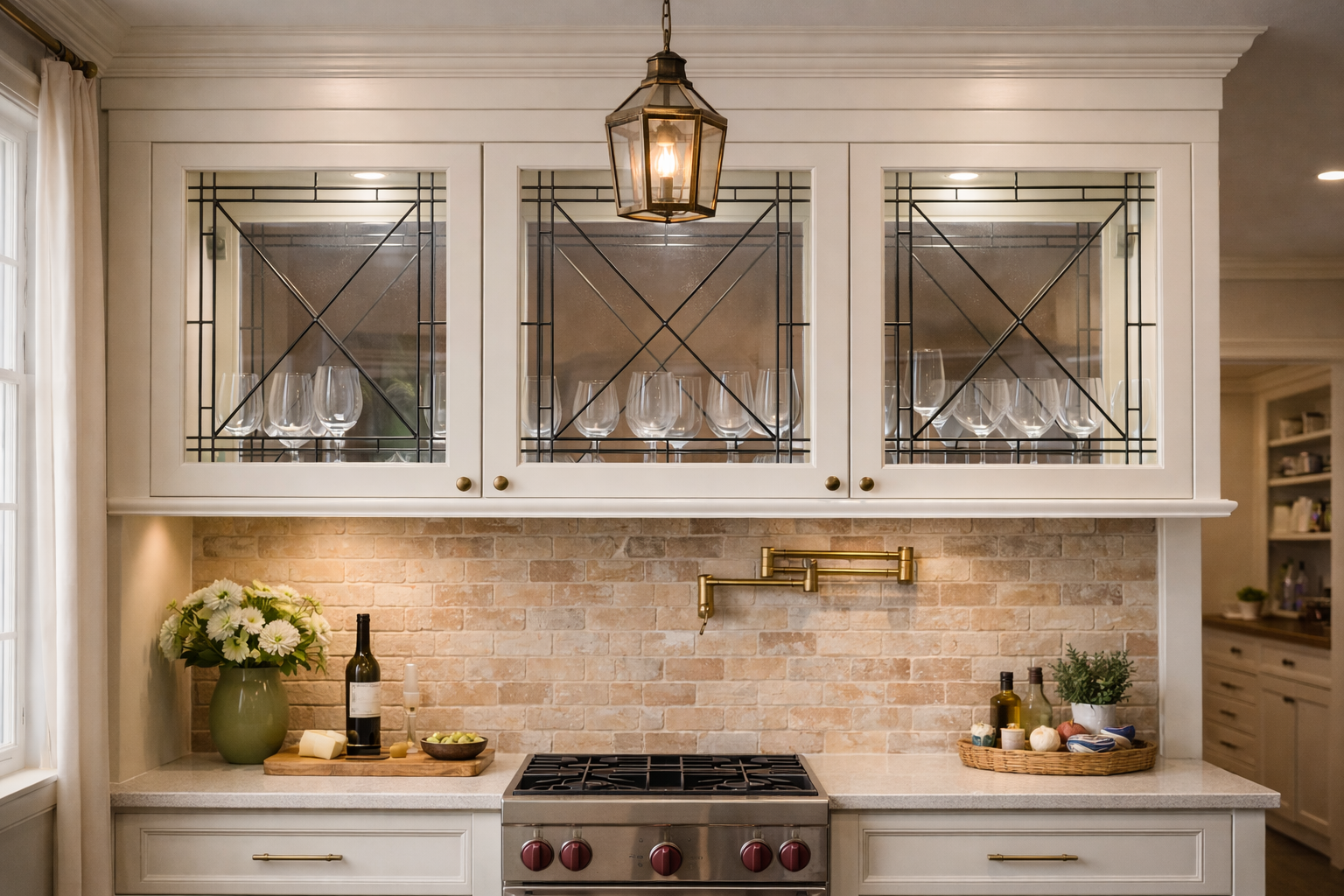 The 'X' Factor: Black Leaded Stained Glass Kitchen Cabinet Inserts CI-52 - Image 7