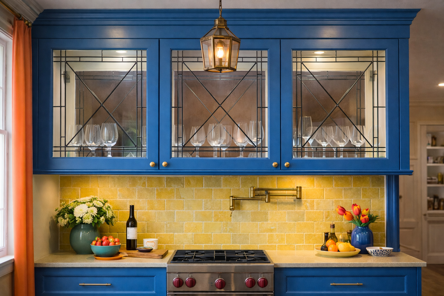 The 'X' Factor: Black Leaded Stained Glass Kitchen Cabinet Inserts CI-52 - Image 6
