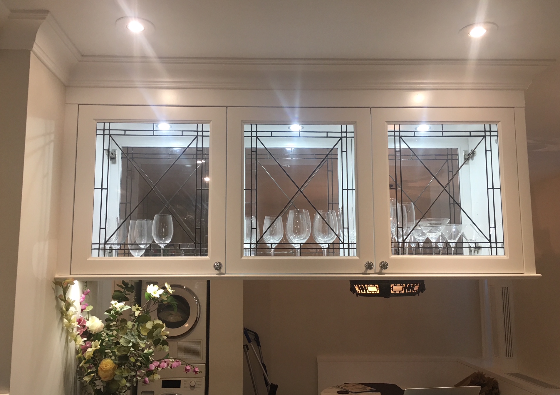 The 'X' Factor: Black Leaded Stained Glass Kitchen Cabinet Inserts CI-52 - Image 5