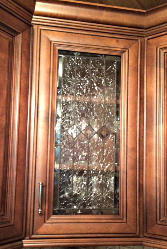 Ice & Diamonds: Clear Textured Leaded Stained Glass Kitchen Cabinet Inserts CI-23 - Image 4