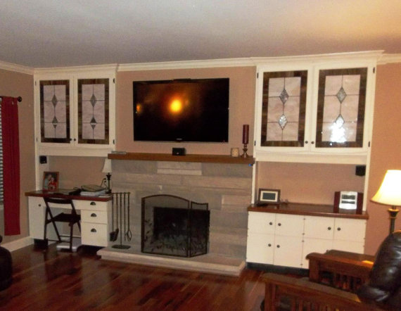 Timeless Symmetry: Champagne & Diamonds Beige Leaded Stained Glass Cabinet Inserts CI-15 - Image 2