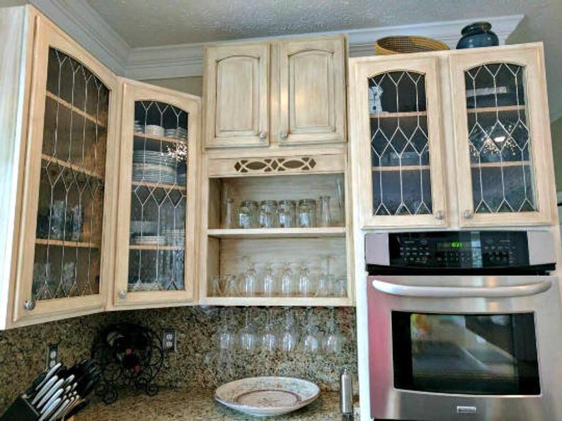 Timeless Clarity: Beveled Diamond Leaded Simplistic Stained Glass Kitchen Cabinet Inserts CI-21 - Image 5