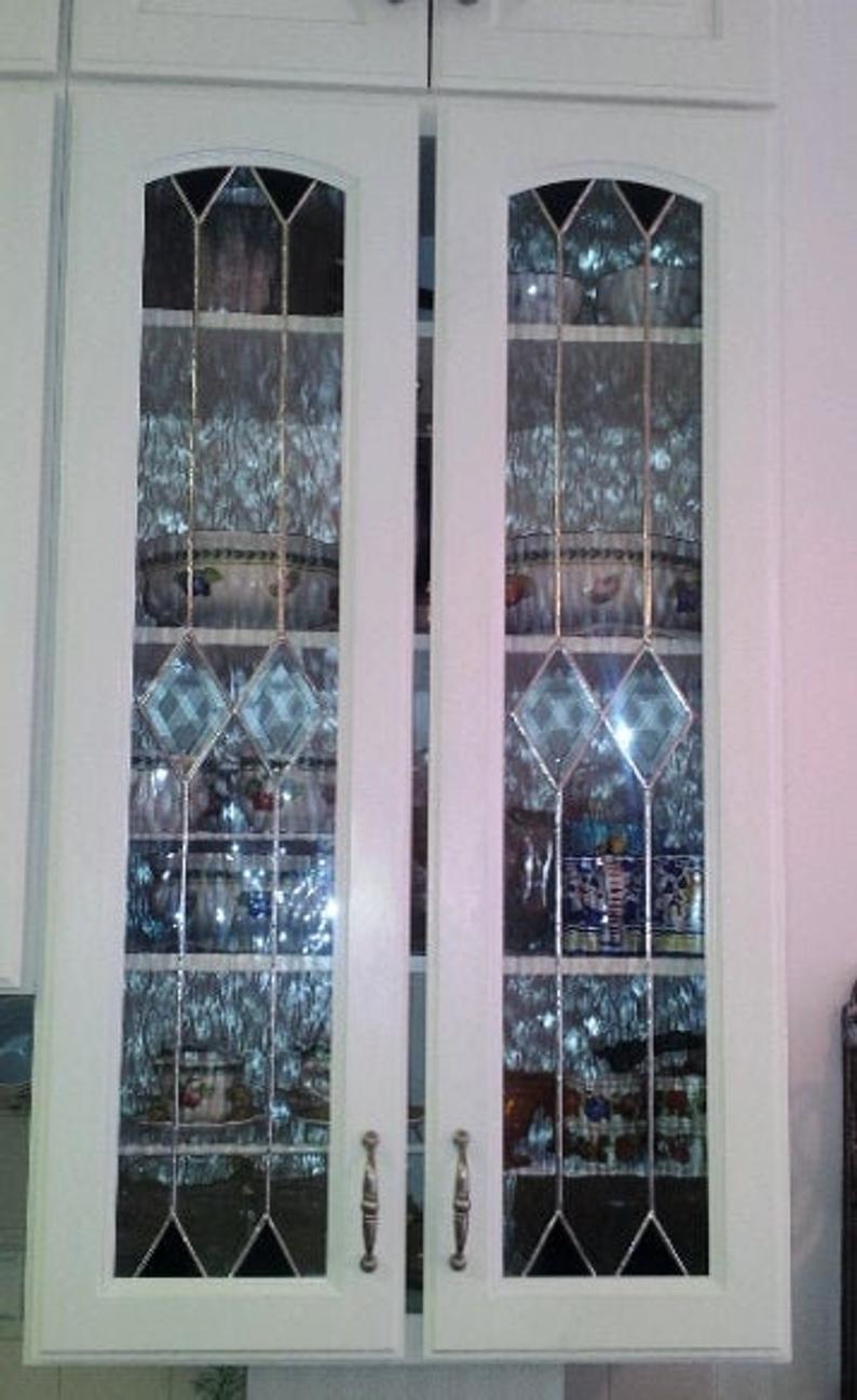 Timeless Clarity: Beveled Diamond Leaded Simplistic Stained Glass Kitchen Cabinet Inserts CI-21 - Image 4