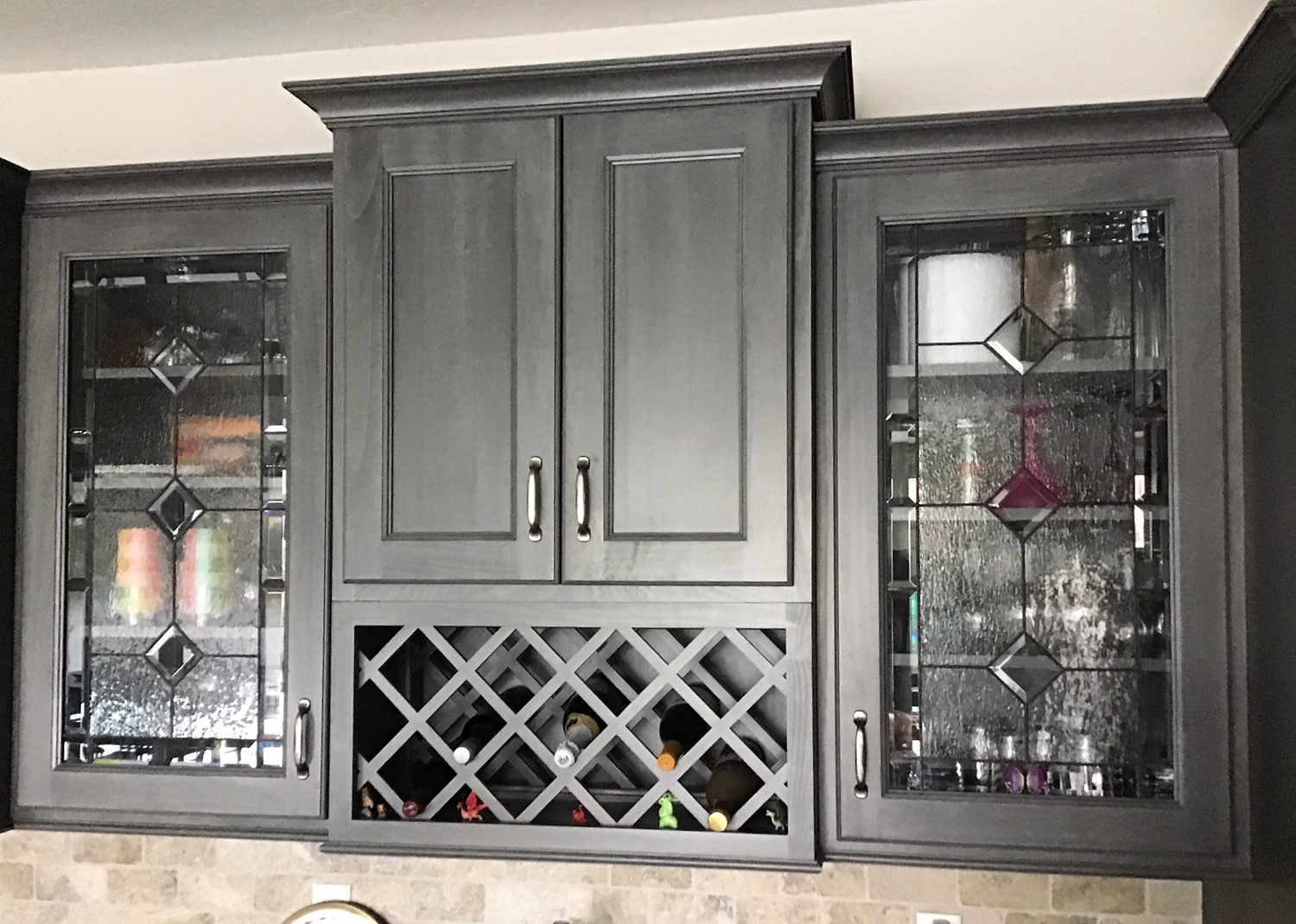 Timeless Clarity: Beveled Diamond Leaded Stained Glass Kitchen Cabinet Inserts CI-14 - Image 6