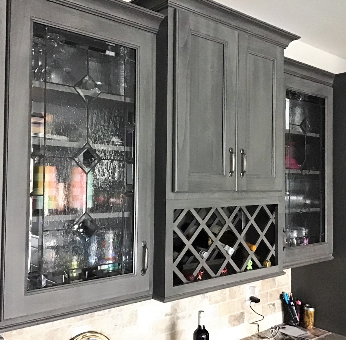 Timeless Clarity: Beveled Diamond Leaded Stained Glass Kitchen Cabinet Inserts CI-14 - Image 2