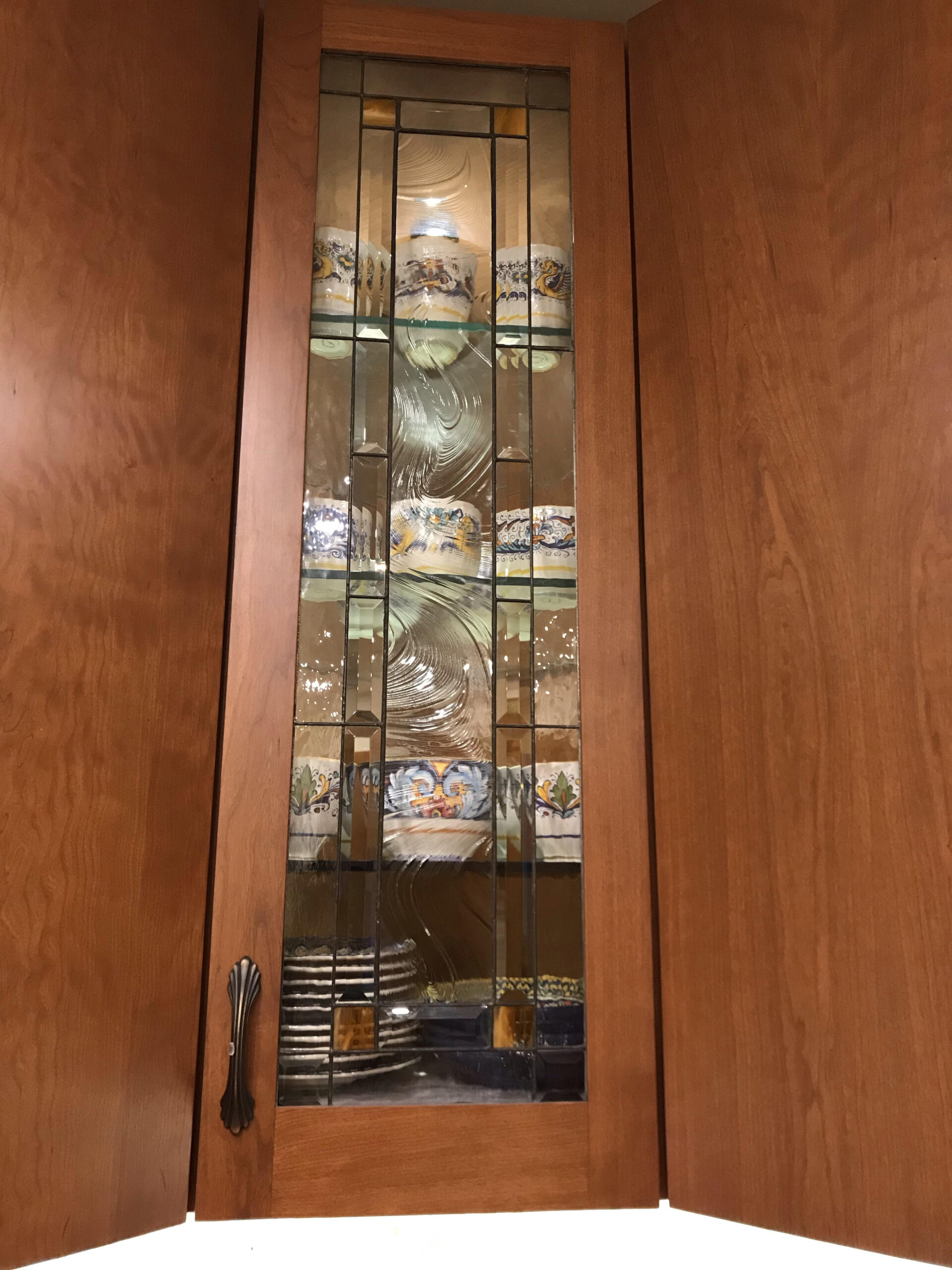 Oceanic Swirl: Textured Water Glass Touch of Refinement Stained Glass Kitchen Cabinet Inserts CI-51 - Image 3